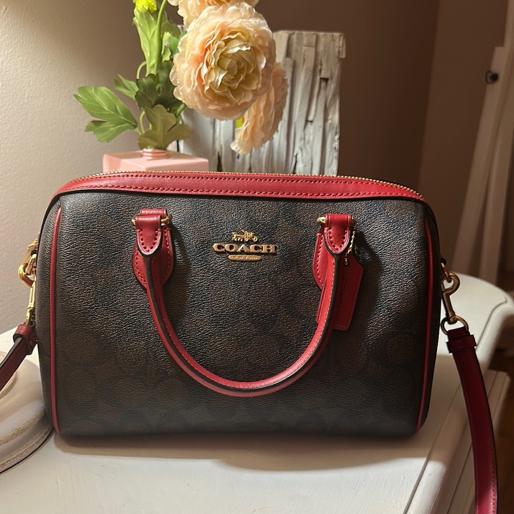 Coach Red and Brown Satchel